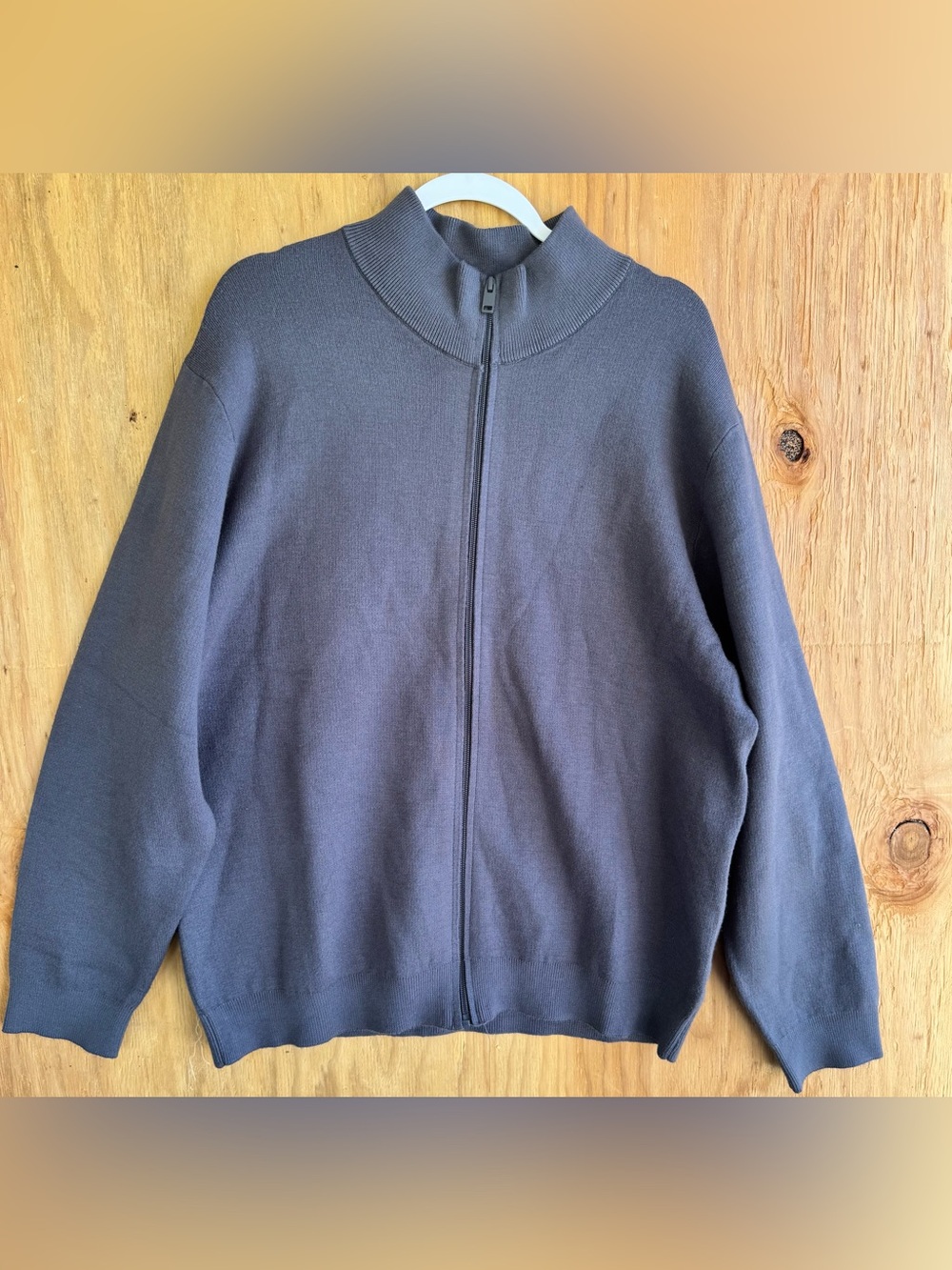 NWT Elie Tahari Men’s XL Full Zip Mock Neck Sweater Jacket Gray Viscose Blend
